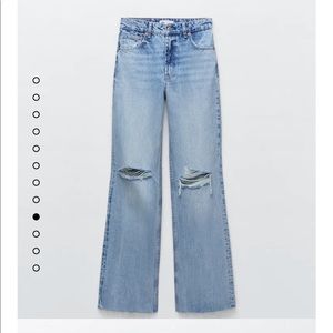Zara Wide Leg Ripped Jeans